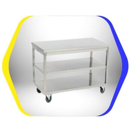 Mobile table-lower and intermediate shelve